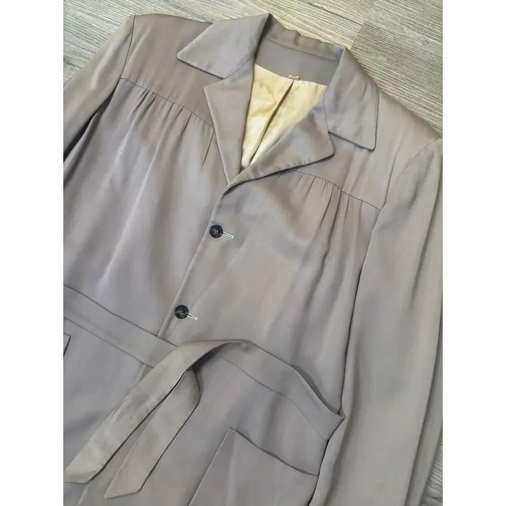 VTG‎ 1950's Gabardine Belted Hollywood Jacket 38R Rockabilly Hepcat Elvis Taupe